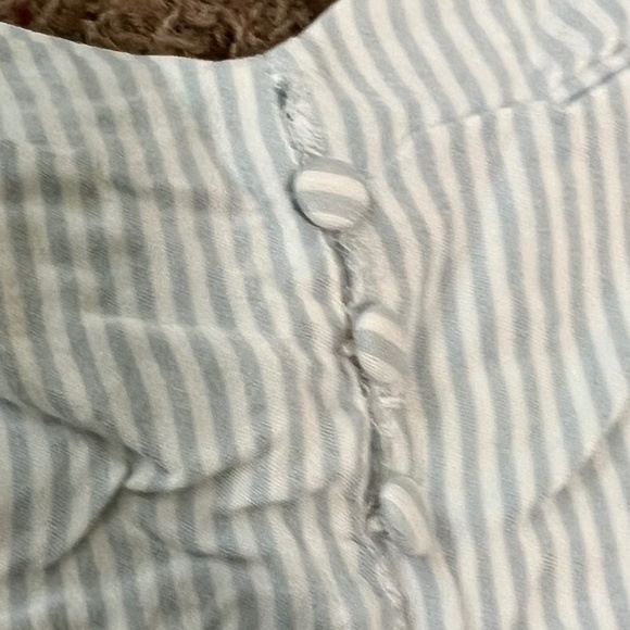 Blue White Striped Cold Shoulder Challis Dress - Picture 10 of 12